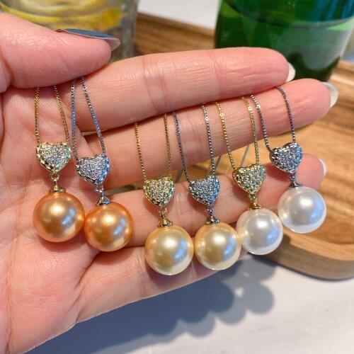 QTT Hot Sale Real Silver Gold Pearl Pendant Necklace Fine Jewelry Chain Pearls Wedding Anniversary Gift 2021 Trend