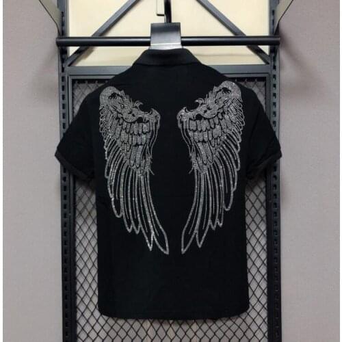 Hot sale Hip Hop polo New Cotton Fashion Mens High Quality Rhinestone polo shirts drop shipping