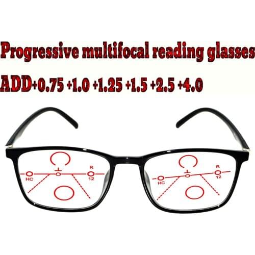 Progressive Multifocal Anti Blu Light Reading Glasses Black Frame Men Women High Quality +1.0 +1.5 +1.75 +2.0 +2.5 +3 +3.5 +4