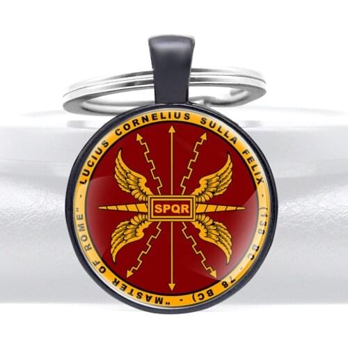 Roman Empire Senātus Populusque Rōmānus SPRQ Design Glass Dome Keychains Classic Men Women Keyring Jewelry Decorate Gifts