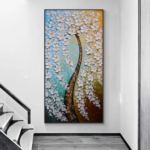 Hand Painted 3D Knife Gold Tree Painting Modern Abstract Oil Painting On Canvas Home Decoration Luxury For Home Decor
