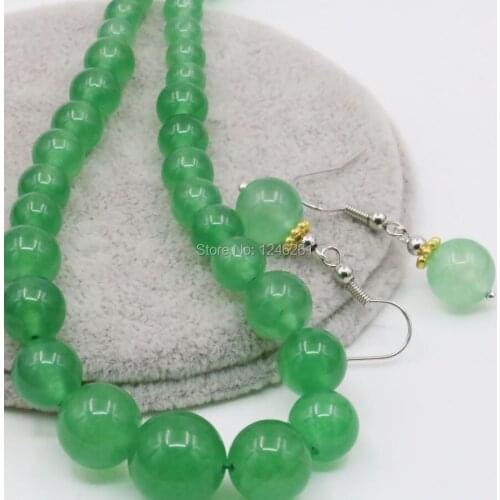 6-14mm Lucky Stone Tower Necklace Chain Earring Sets Aventurine Crystal 18inch Beads Jewelry Sets Gifts Hand Made Accessories