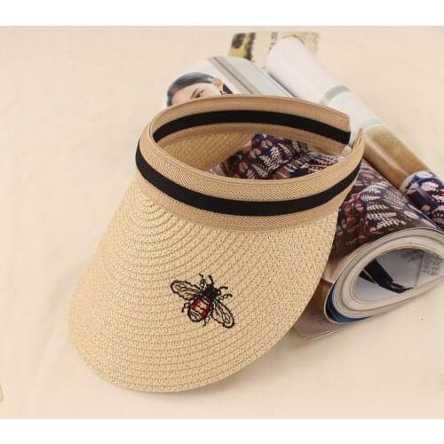 New Womans Sun Hats Hand Made DIY Bees Letter Visor Caps Parent-Child Summer Cap Casual Shade Hat Empty Top Hat Beach