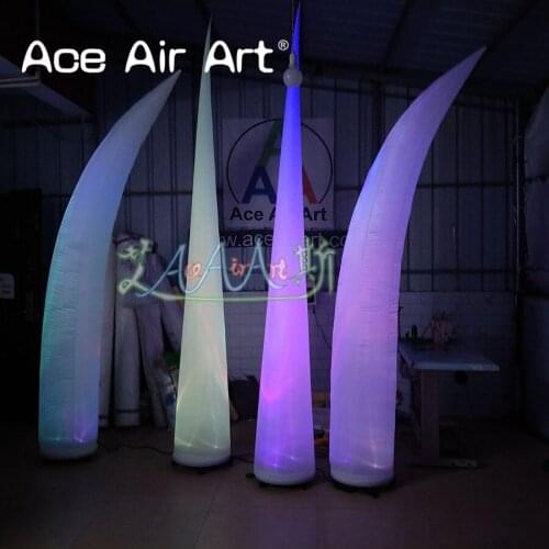 Standing nice colorful LED inflatable conical pointed tusk column for wedding decoration with blowers