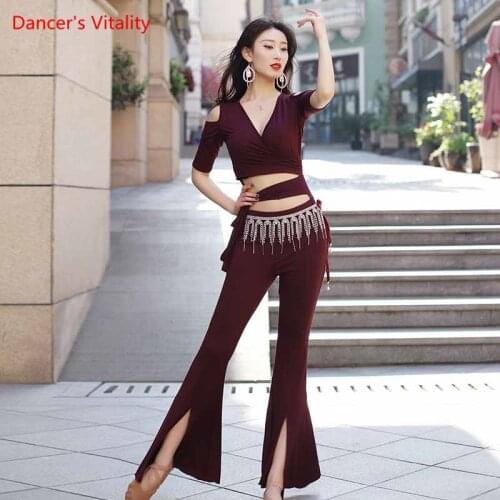 Belly Dance Female Adult Short Sleeve Top Practice Clothes Spring And Summer New Sexy Trousers Performance Clothing