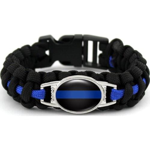 Outdoor Keychain Camp Hike Carabiner Tactical Military Thin Blue Line Paracord Cord Rope Emergency Knot Key Chain Tools Survival