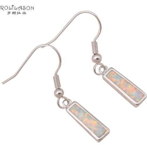Top quality Cute design Dangle earrings Fashion Jewelry White Fire Opal Silver Stamped Drop Earrings for women OE263