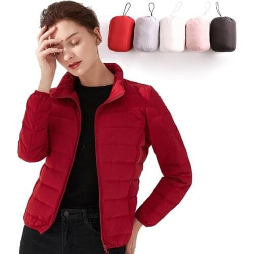 Womans Jacket Matt Fabric Ultra Light Winter 90% Duck Down Jackets Warm Coat Parka Female Solid Waterproof Seamless Outwear