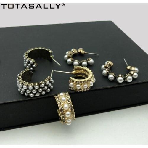 TOTASALLY Hot Sale Anti-allergy Hoop Earrings for Women Gorgeuos Simulated Pearl Earring Hoops Allergy free Lady gifts Jewelry