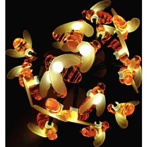 1 Pack Solar LED Lamp Cute Bee Style Fairy String Lights 30 LED Cute Honeybee LED Lights 8 Modes Waterproof Garden Decoration Li