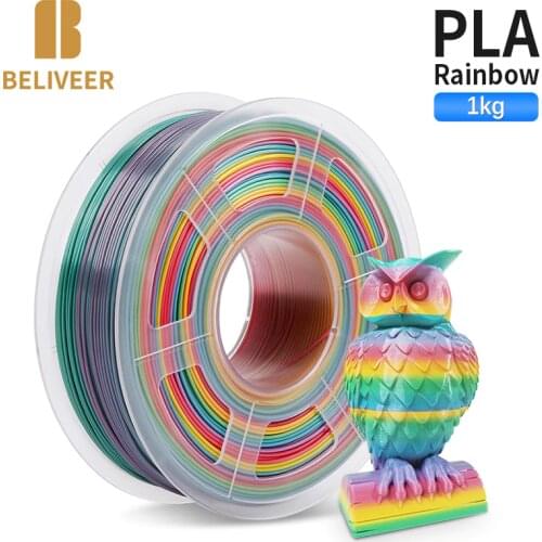 PLA Rainbow 3D Filament PLA Material 1KG 1.75MM Bright And Colorful Suitable For All Types Of FDM3D Printers BELIVEER 3D