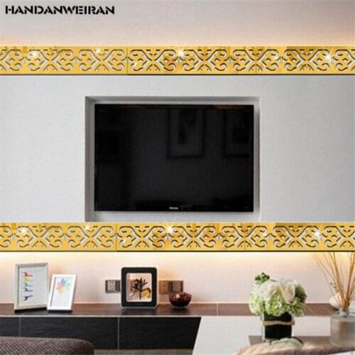 10pcs lace Waist line Skirting line Mirror sticker 3D acrylic Mirror wall stickers Suspended ceiling Ceiling decorate Sticker