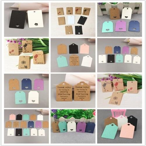 100Pcs/Lot 5x3cm Series Multi Patterns Styles Paper Jewelry Tag Flowers For You Thank You Blank Color Price Hanging Tags Labels