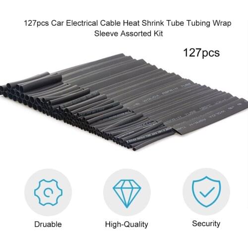 127pcs Car Electrical Cable Heat Shrink Tube Environmental Protection Flame-retardant Tubing Wrap Sleeve Assorted Kit
