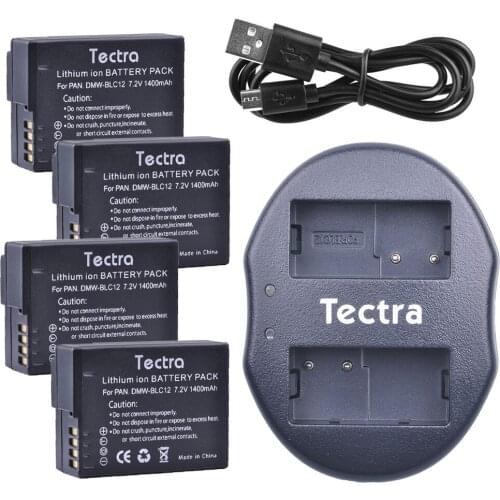 1400mAh 4PCS DMW-BLC12 BLC12PP BP-DC12 Li-ion Batteries for Panasonic FZ1000 FZ200 FZ300 G5 G6 G7+USB Dual Battery Charger