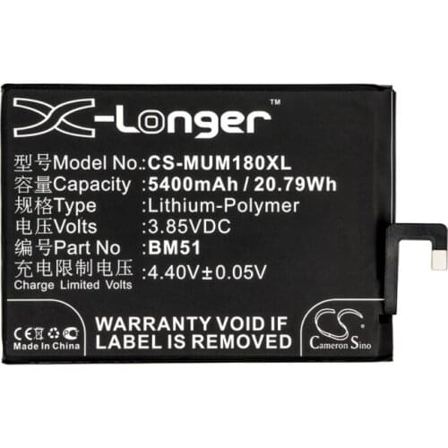 Cameron Sino 5400mAh battery for XIAOMI M1804E4A M1804E4C M1804E4T Mi Max 3 Mi Max 3 Dual SIM TD-LTE BM51