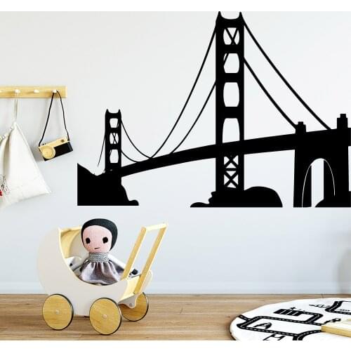 American Golden Bridge Wall Decals Nursery Decor Baby Bedroom Wall Stickers Mural Art Home Decor Kids Room Wallpaper LW441