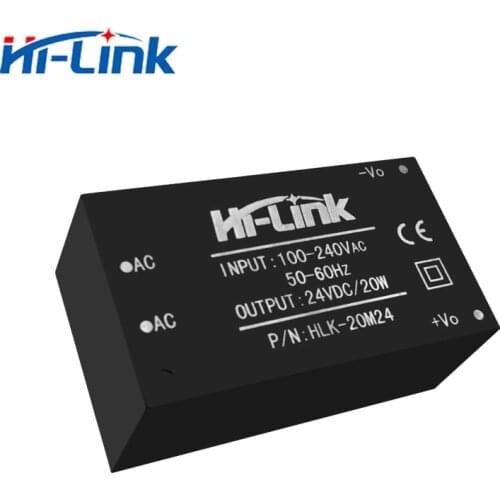 Free shipping 2 pcs/lot Hi-Link HLK-20M24 220v 24V 20W AC DC compact isolated step down power supply converter