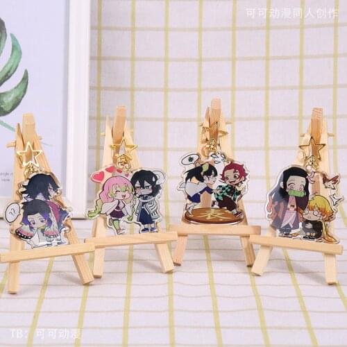 Demon Slayer Kimetsu No Yaiba Kochou Shinobu Kanroji Mitsuri Obanai Acrylic Figure Keyring Cartoon Keychain Toy Bag Pendant Gift