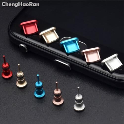 ChengHaoRan Metal Micro USB Charging Port+3.5mm Headset Earphone Port Dust Plug For Xiaomi Huawei Samsung Android Mobile Phone