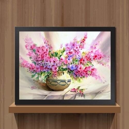 Diy 5d Diamonds Embroidery Pink Flower Diamond Mosaic Lake Diamond Painting Cross Stitch Kits Home Decoration