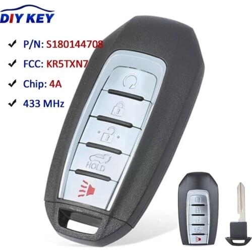 DIYKEY 433.92MHz 4A Chip FCC: KR5TXN7 P/N: S180144708 Keykess Remote Key Fob 5 Button for Infiniti Q50 Q60 2019 2020