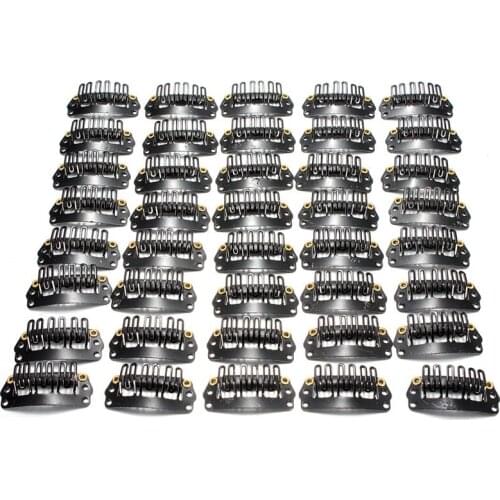 40pcs U-shaped clamp For Hair Extensions Wig Clips DIY Comb Black Frame