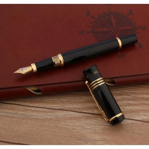 Classic Wing Sung Fountain Pen Metal Black Golden Iridium Nib School Office Writing Supplies Ink Pens