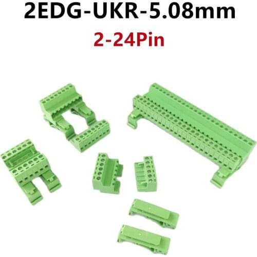 1Set 2-24 Pin 2EDG-UKR-5.08mm Rail Terminal Block Pitch 5.08mm Screw Plug-in Terminal Blocks Connector Din Rail Mounting Instead