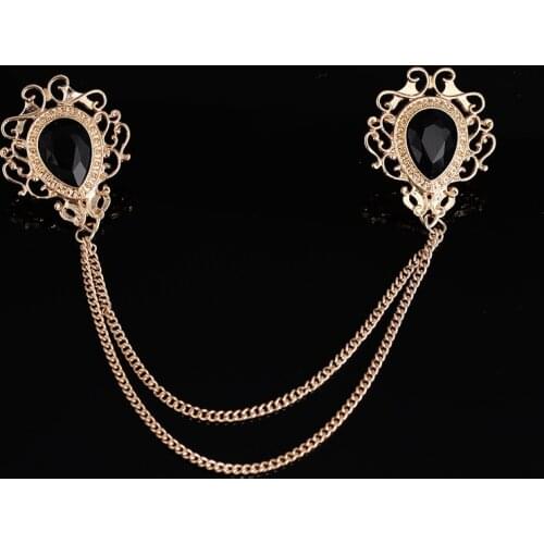 Fashion Retro Chain Collars Pins Rhinestone Brooches Tassel Lapel Pin Mens Shirt Badge Corsage for Women Accessories Gift