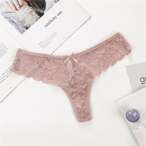 Fashion Women Sexy Solid Color Elastic Ultrathin G-String Underwear Lace Thongs