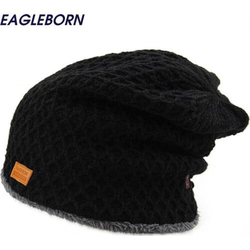 Mens winter hat 2021 fashion knitted black hats Fall Hat Thick and warm and Bonnet Skullies Beanie Soft Knitted Beanies Cotton