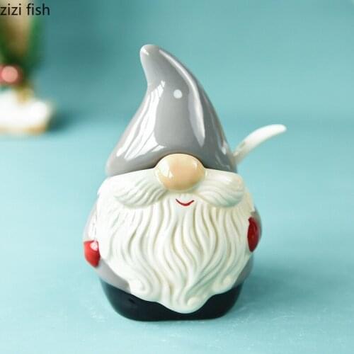 Ceramic Santa Claus Seasoning Pot Set Spice Jar Seasoning Box Salt Shaker Storage Container Condiment Jars Kitchen Accessories