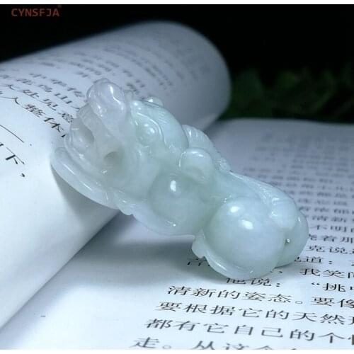 CYNSFJA New Real Certified Natural Grade A Emerald Jade Amulets Wealthy Pixiu Jade Pendant High Quality Hand Carved Best Gifts