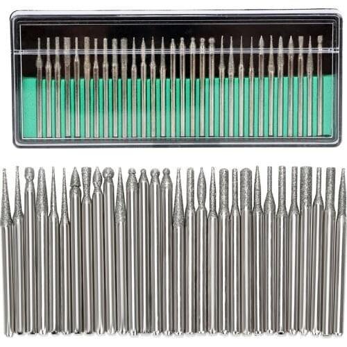 NICEYARD 30pcs/Set Diamond Grinding Head Sets 3mm Dremel Rotary Tools Coated Carving Burrs Diamond Burs Drill Bit