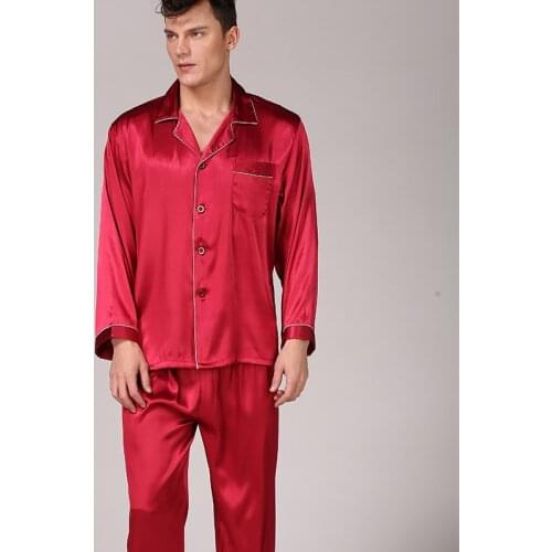 Mansleepwear Pajama Set Long Sleeve Suit Mens Stain Sleepwear Men Soft Cozy Satin Nightgown Silk Pajamas for Men Nightgown