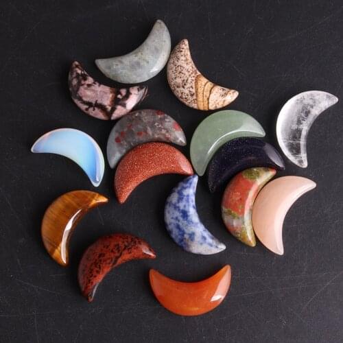 Wholesale 6pcs/Lot Natural Moon Shaped Gemstone Pink Opal Quartz Crystal Healing Polished Stones Natural Quartz Crystals DIY