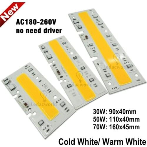 220V 30W 50W 70W Rectangle LED COB Chip Integrated IC Light Source IP65 Warm White Cold White For DIY LED Floodlight