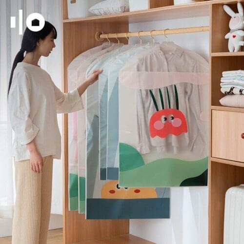 Clothing dust cover thickened washable clothes dust bag transparent coat PEVA printed waterproof suit cover bag