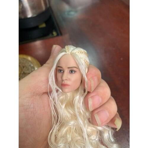 1/6 scale Female Head Carving Emilia Clarke Head Sculpt Golden Long Hair Fit 12'' Action Figure Body