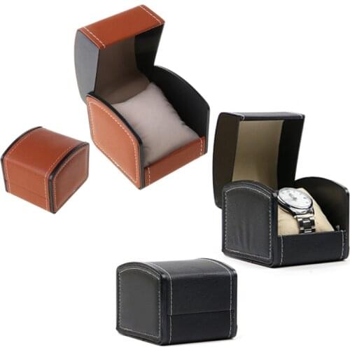 Luxury Faux Leather Watch Box With Pillow Package Case Bracelet Stand Holder New