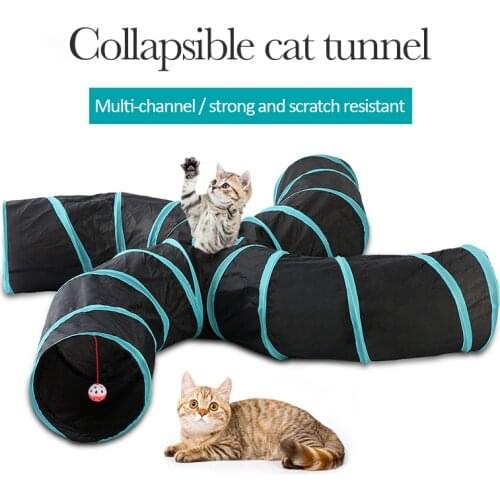 Cat Tunnel Toy Funny Pet 2-5 Holes Play Tubes Balls Collapsible Crinkle Kitten Toys Puppy Ferrets Rabbit Play Cats Channel Tubes