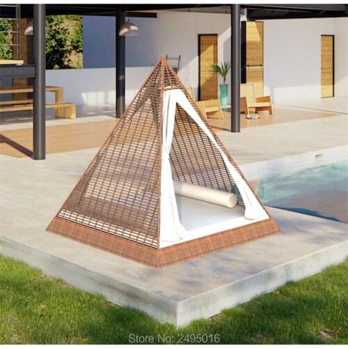 Outdoor Triangle rattan sunbed pyramid model Home / Garden Rattan Daybed ,sunbad , lounger With Cushion