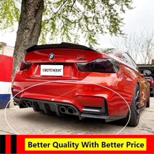 EPFBSQP Rear Diffuser Lip Spoiler Bumper Guard For BMW F80 M3 F82 M4 Bumper 2014 - 2018 Sedan Coupe Convertible Carbon Fiber