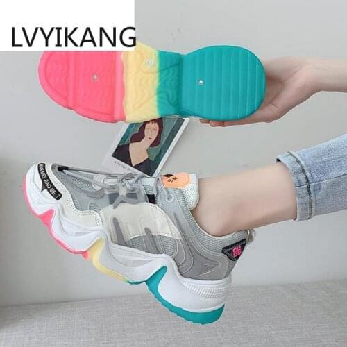 Height Increasing Colorful Running Shoes for Woman Sneakers Outdoor Sport Athletic PLatform Cushioning Footwear Color sole