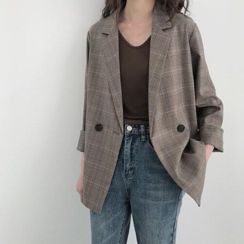 KMETRAM Streetwear Blazer Women Clothes 2020 Spring Jacket Women Blazers and Jackets Vintage Plaid Coat Chaqueta Mujer MY3166