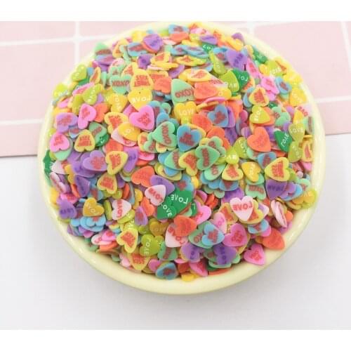 100g Multicolor HUG ME LOVE Sweet Kiss Heart Slice Polymer Hot Clay Sprinkles for Phone Decor DIY Nail Arts Crafts Accessories