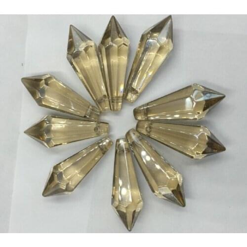 100pcs/lot 60mm Cognac Crystal Icicle U Drop Chandelier Prism Parts Glass Chandelier Crystal Pendants Wedding Ornaments