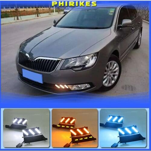 2PCS Super Brightness Car DRL Lamp 12V Waterproof ABS LED Daytime Running Light For Skoda Superb 2013-2015