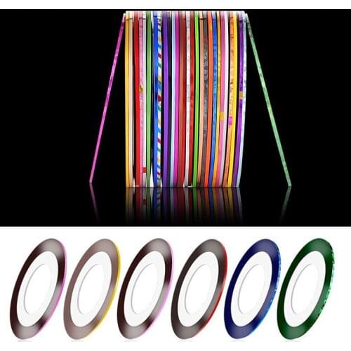 30 Rolls Multicolored Nail Wrap Striping Line Tape Decals DIY Nail Art Tips Sticker Ribbons Roll For Nail Art Decorations